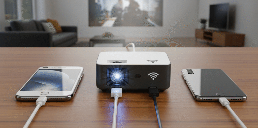 How to Connect iPhone n Android to Mini Projector The Ultimate Wired n Wireless Guide connecting iPhones and Androids to a mini projector